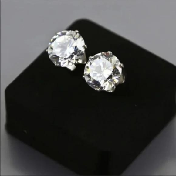 NEW 2.5 CT STERLING SILVER EARRINGS - Picture 4 of 5